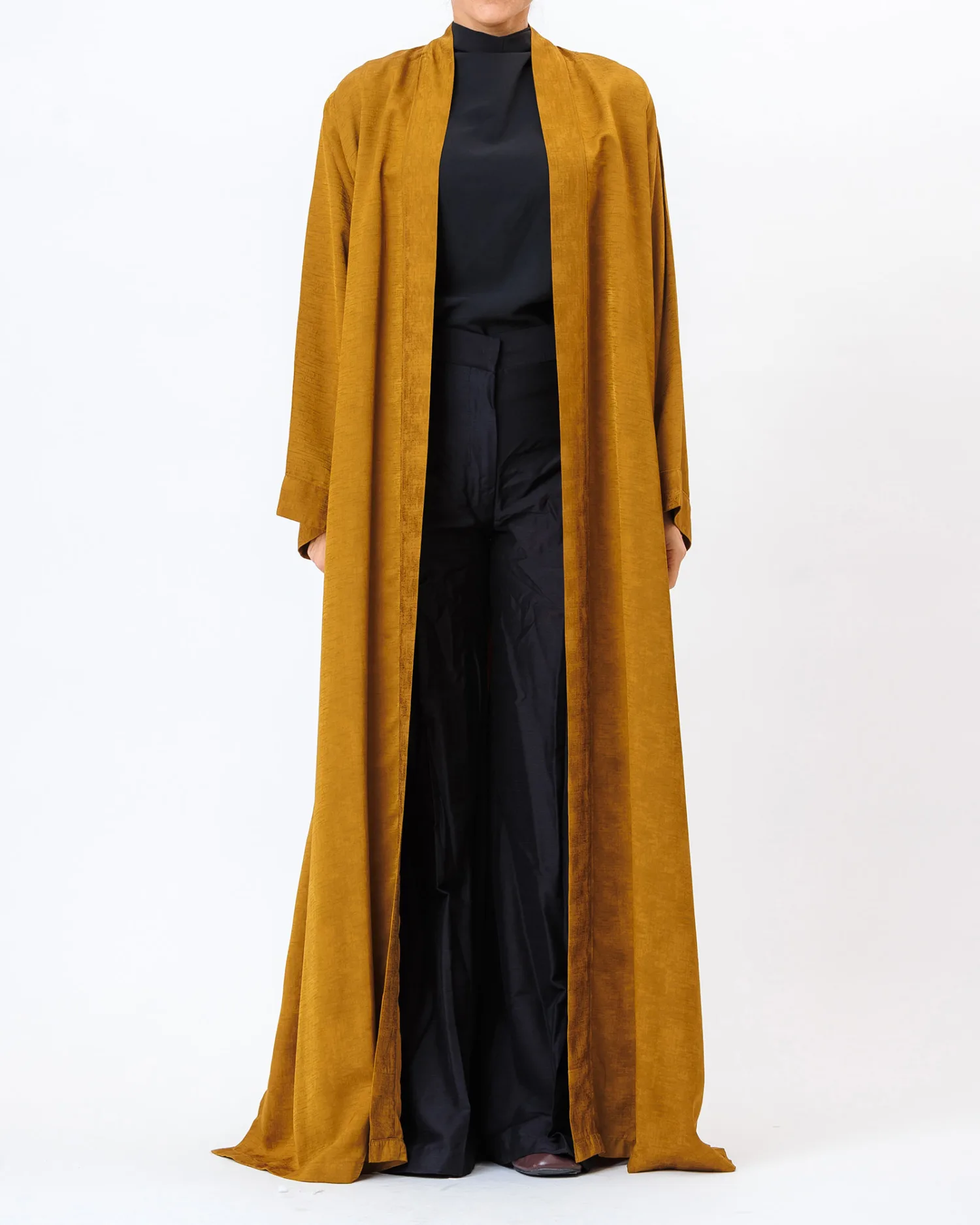 Brass – Embossed Flared Abaya - Image 1