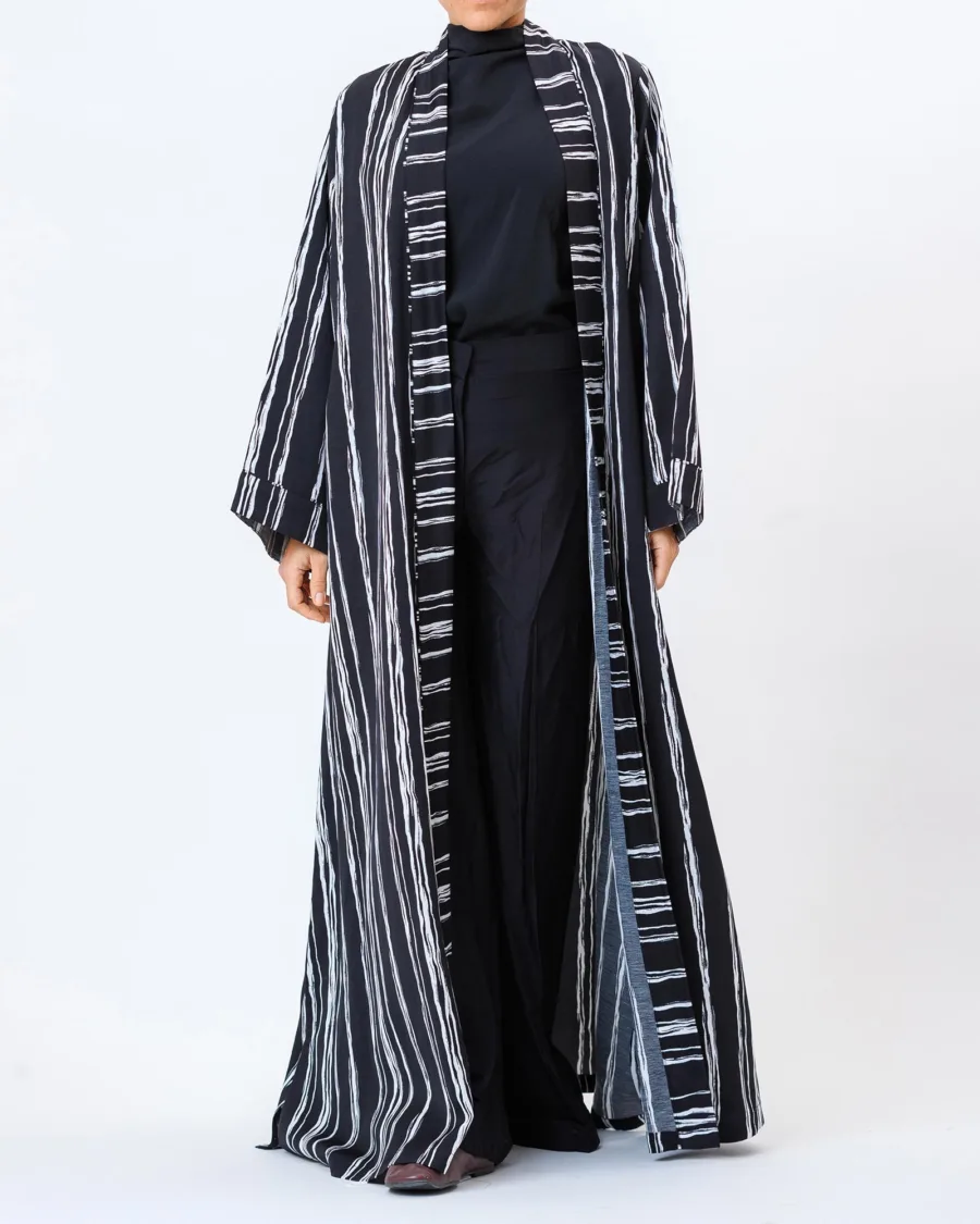  Brass 2.0 – Striped Flared Abaya - Image 3