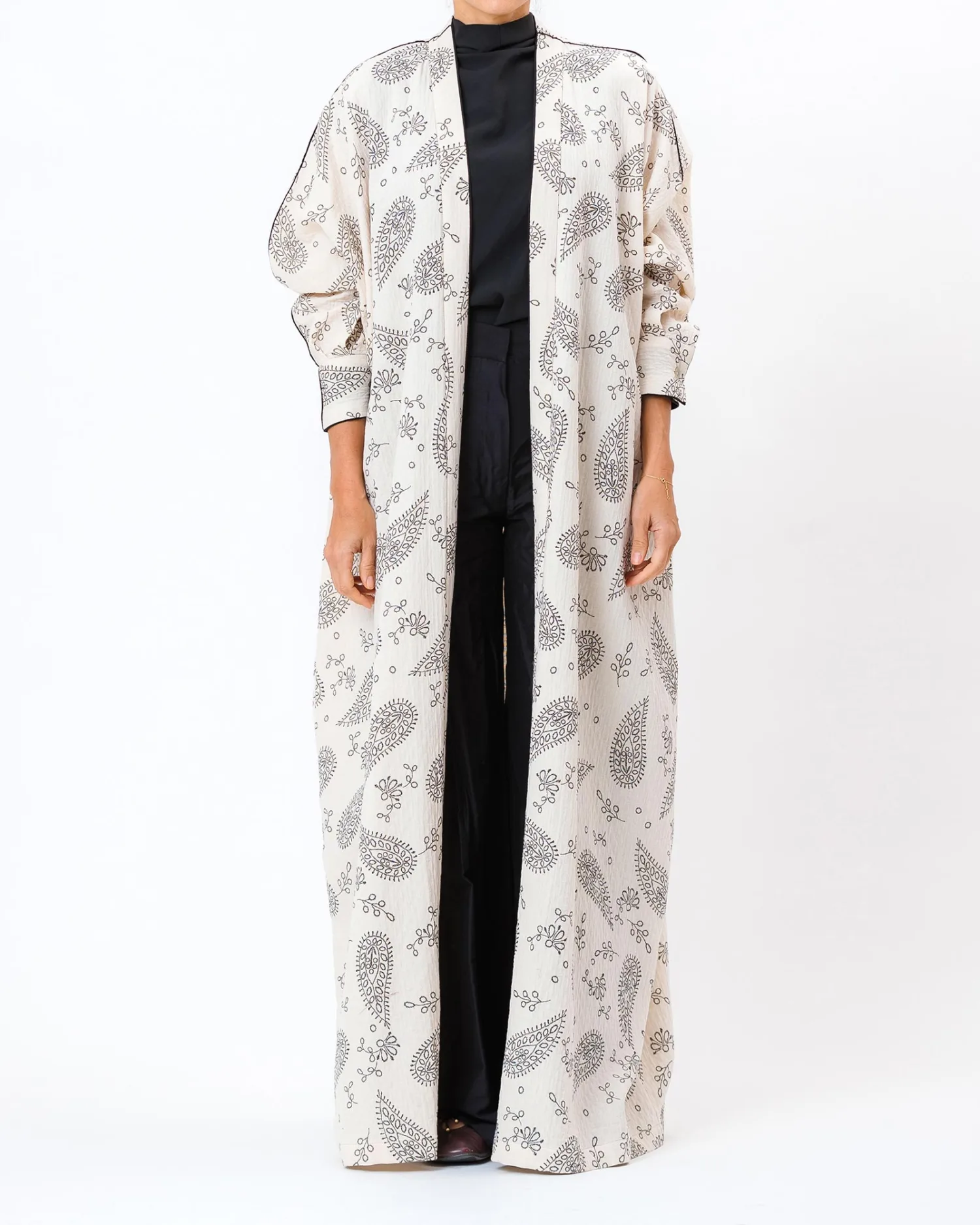  Bandana – Linen Printed Bisht Abaya - Image 1