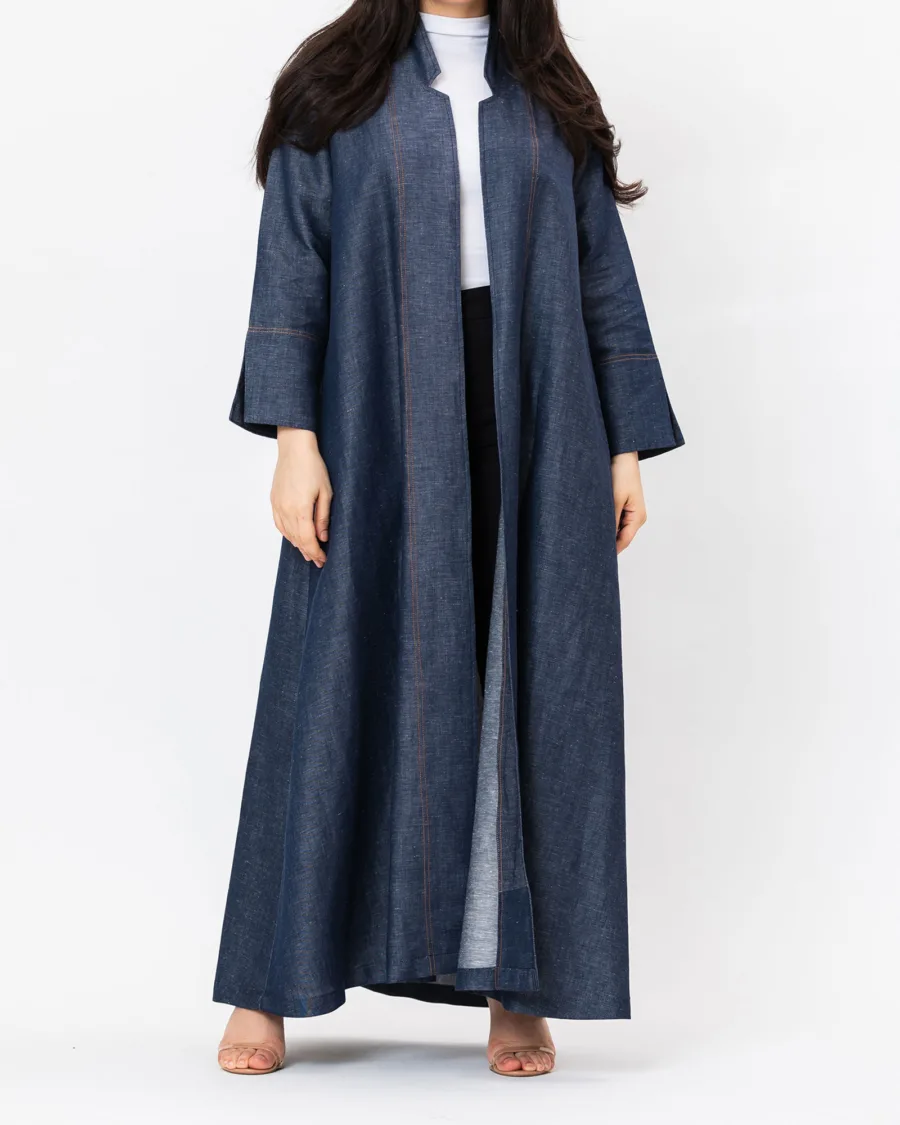 Indigo - Linen Silk A-Line Abaya