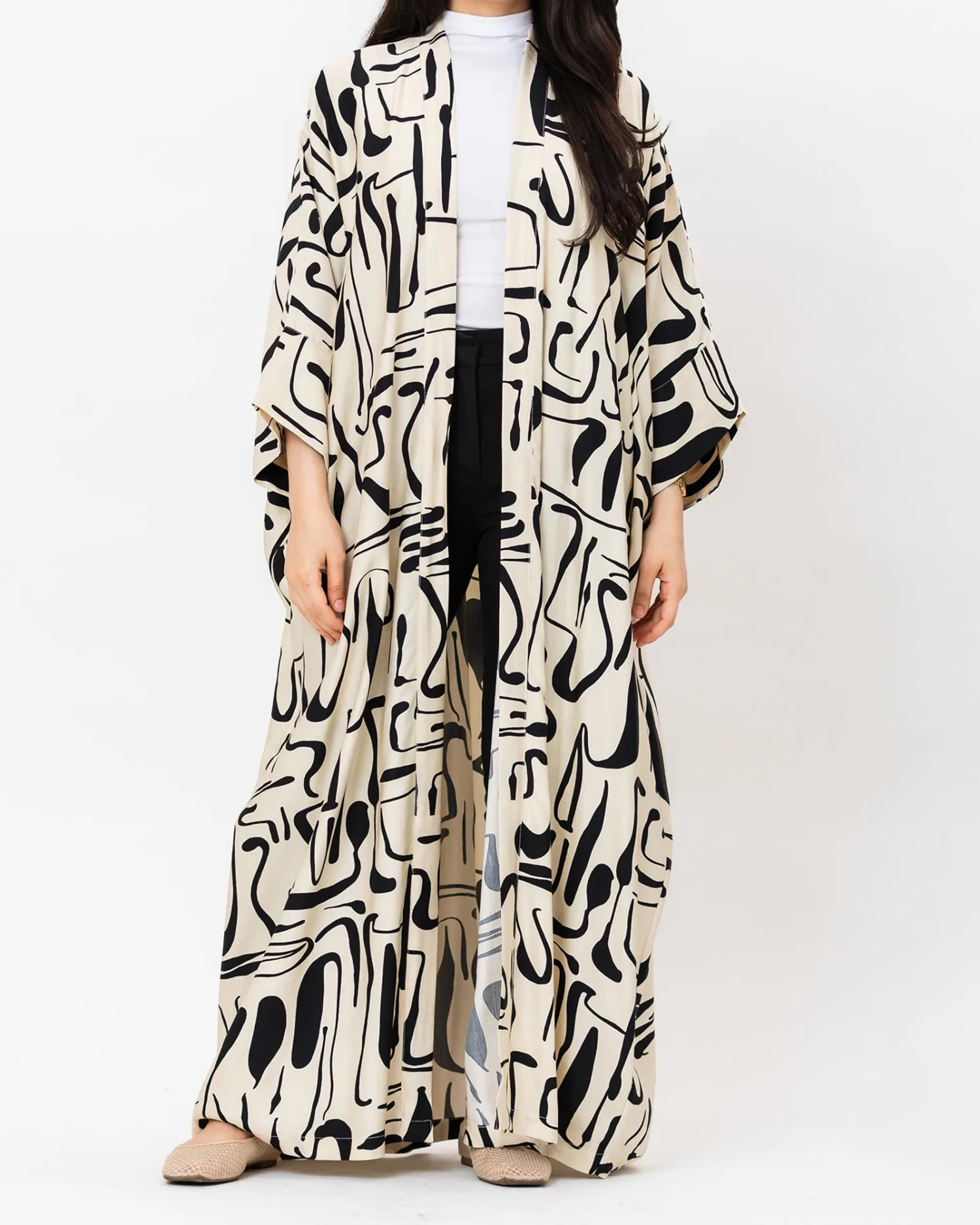 Axis 2.0 - Abstract Print Linen  Kaftan - Image 1