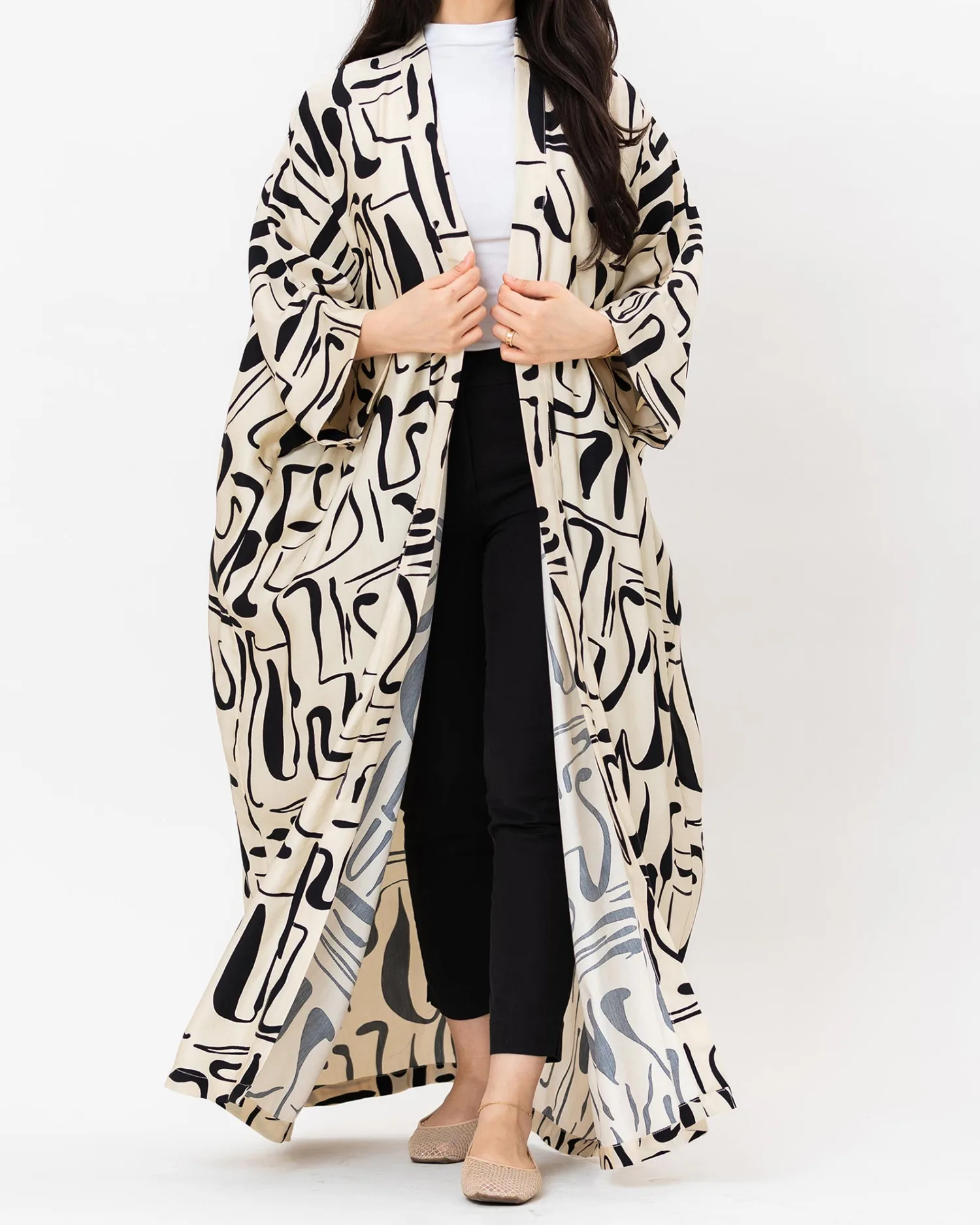 Axis 2.0 - Abstract Print Linen  Kaftan - Image 3