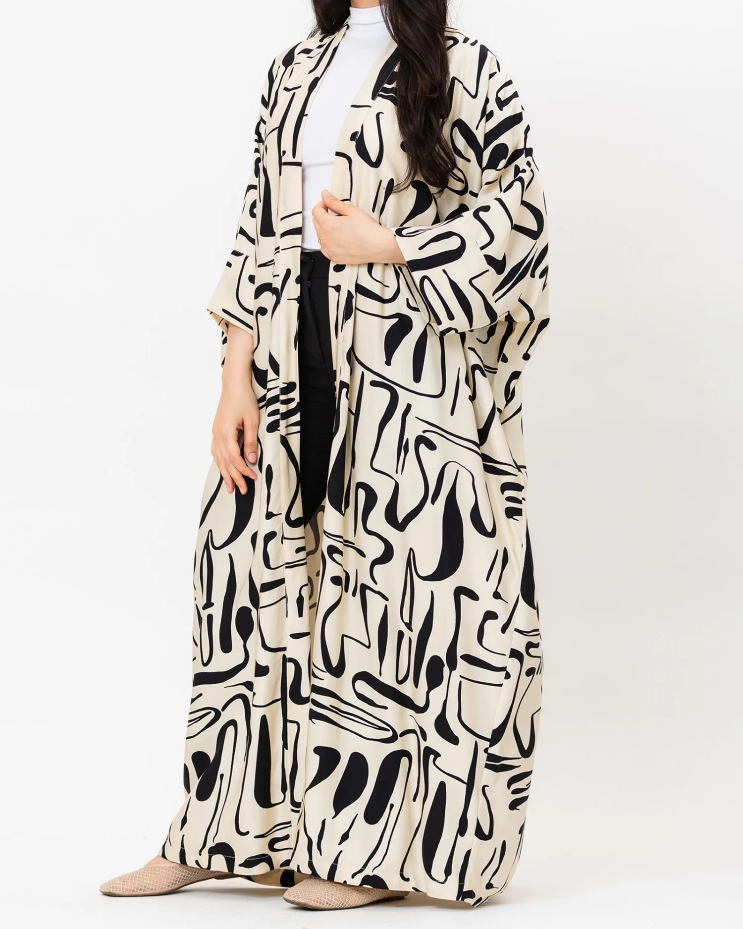 Axis 2.0 - Abstract Print Linen  Kaftan - Image 6