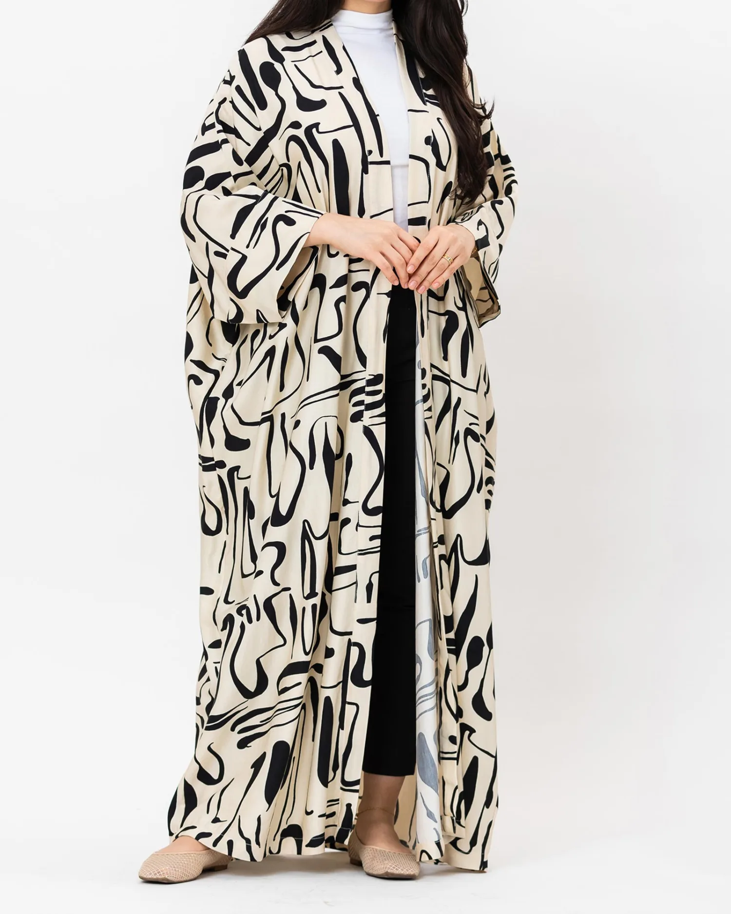 Axis 2.0 - Abstract Print Linen  Kaftan - Image 5