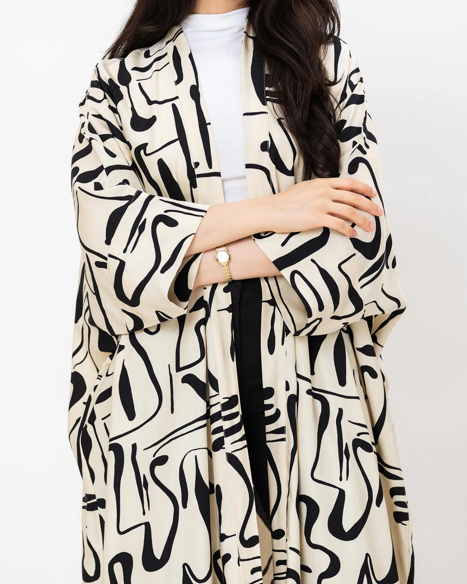 Axis 2.0 - Abstract Print Linen  Kaftan - Image 2