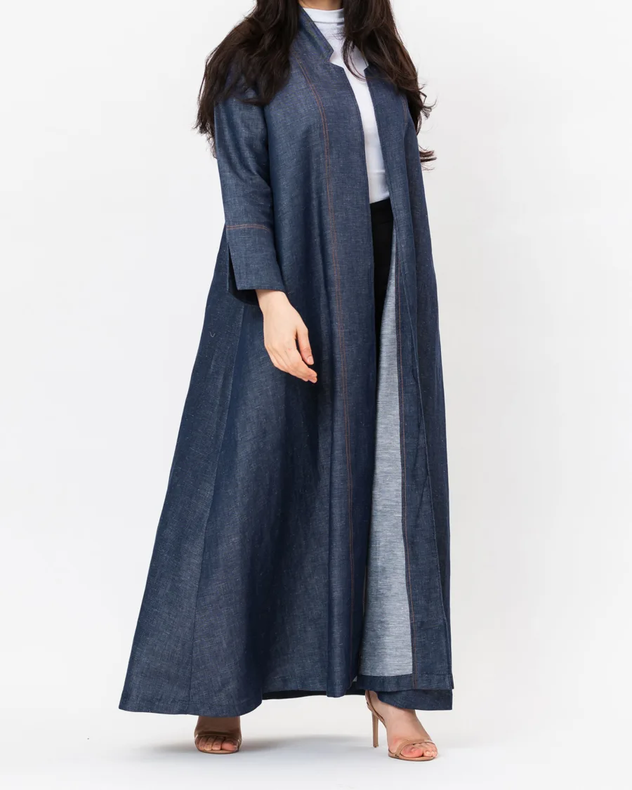 Indigo - Linen Silk A-Line Abaya - Image 5