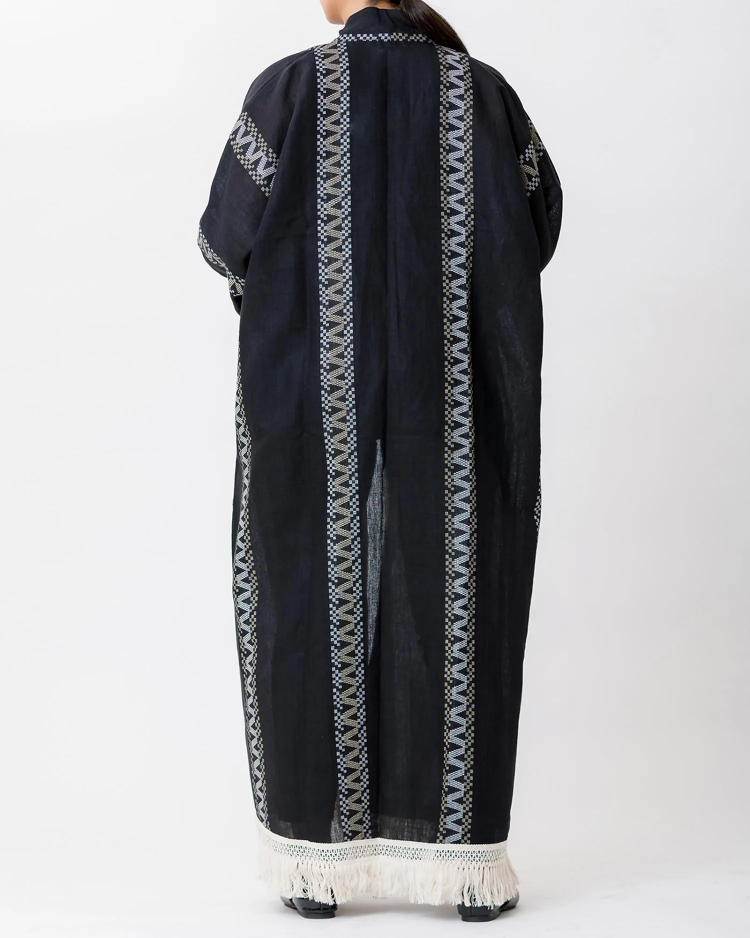 Aria Fringe - Woven Linen Kaftan Abaya - Image 5