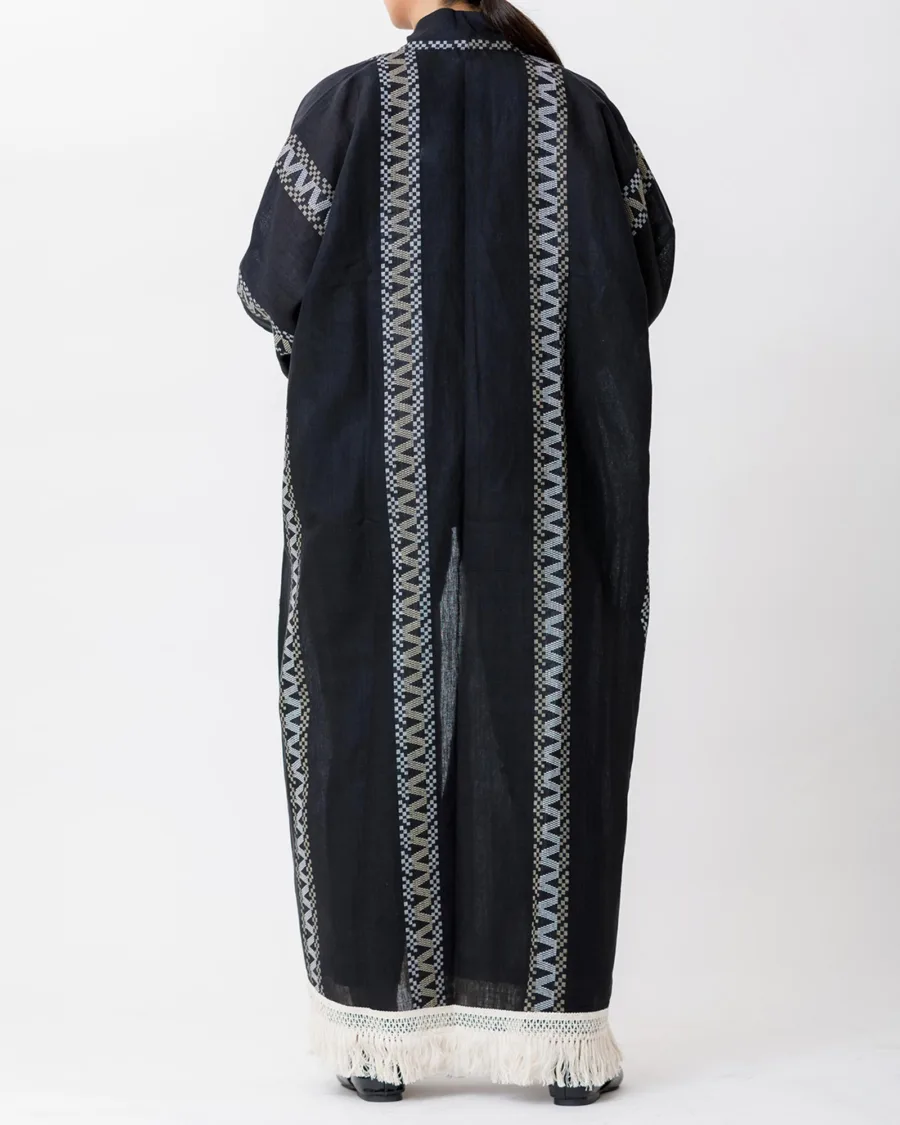 Aria Fringe - Woven Linen Kaftan Abaya - Image 5