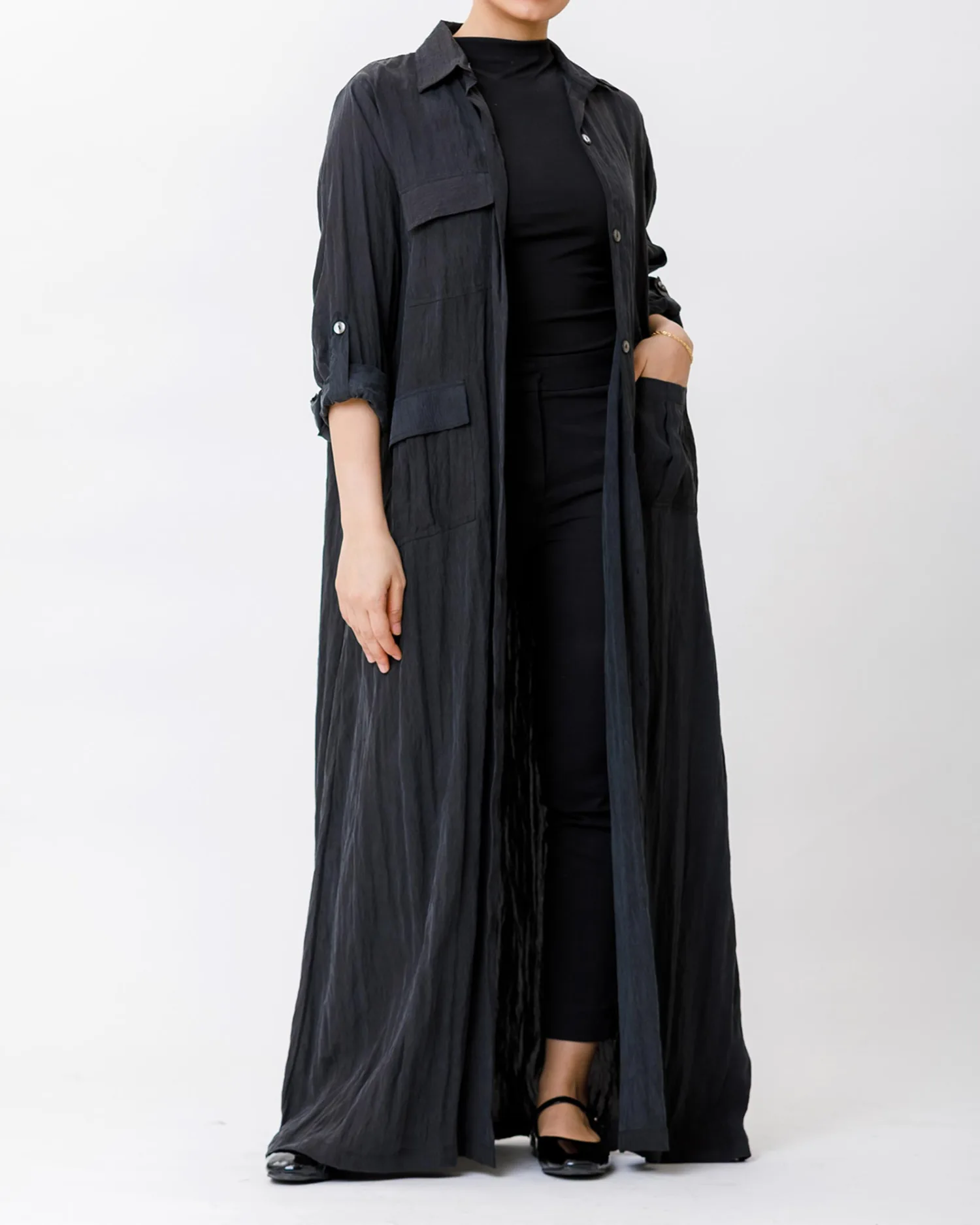 Agnes - Stonewashed Silk Long Shirt - Image 3