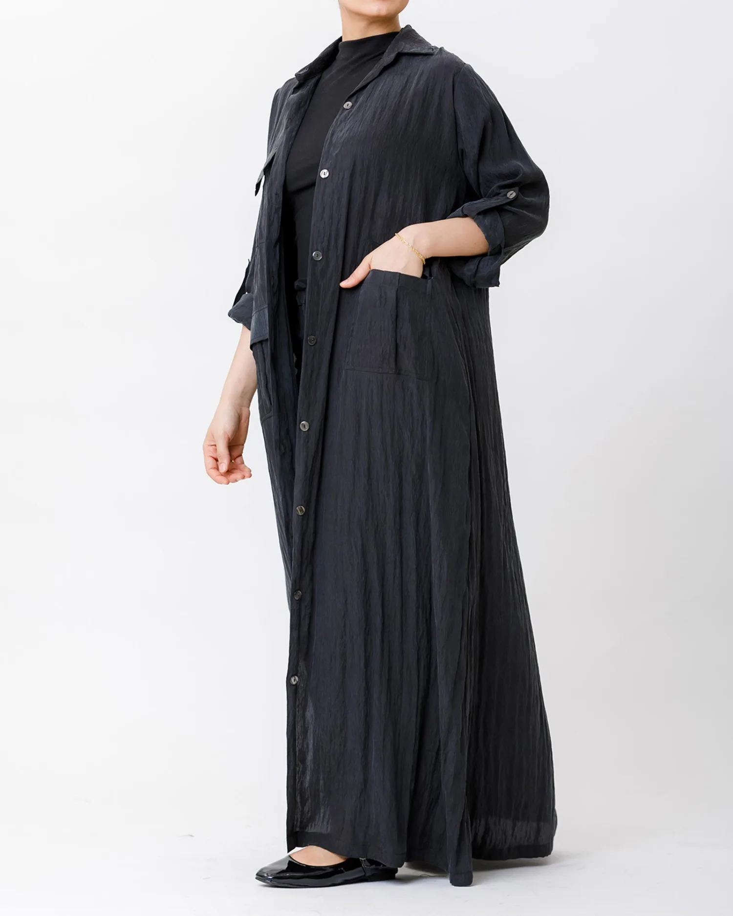 Agnes - Stonewashed Silk Long Shirt - Image 4