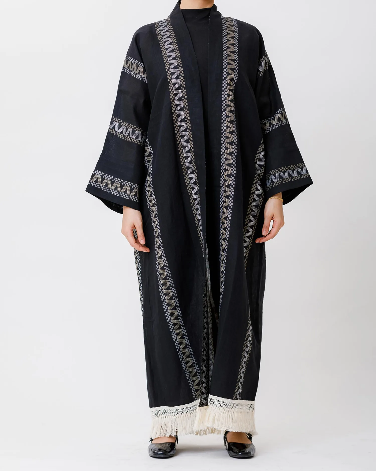 Aria Fringe - Woven Linen Kaftan Abaya - Image 1