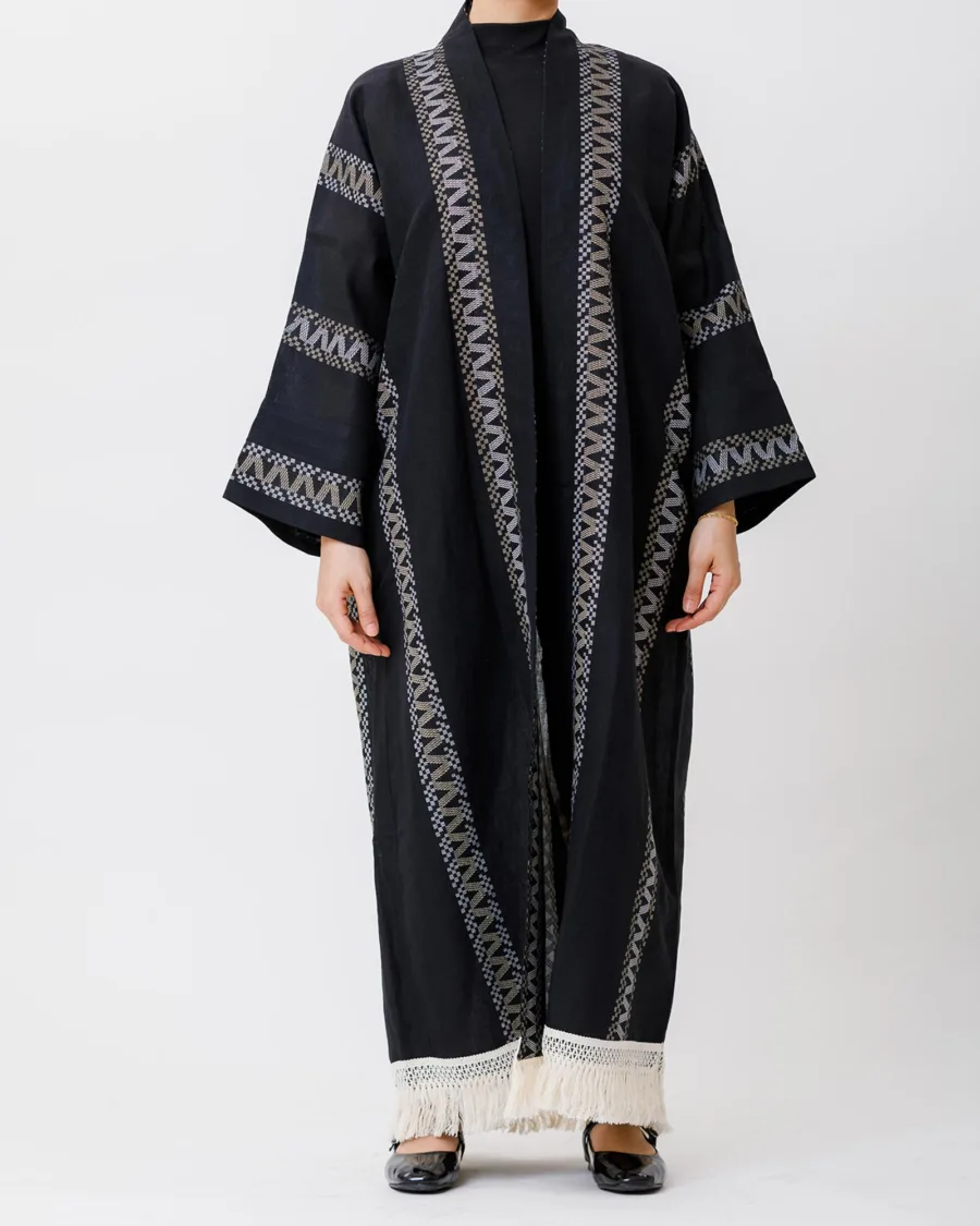Aria Fringe - Woven Linen Kaftan Abaya